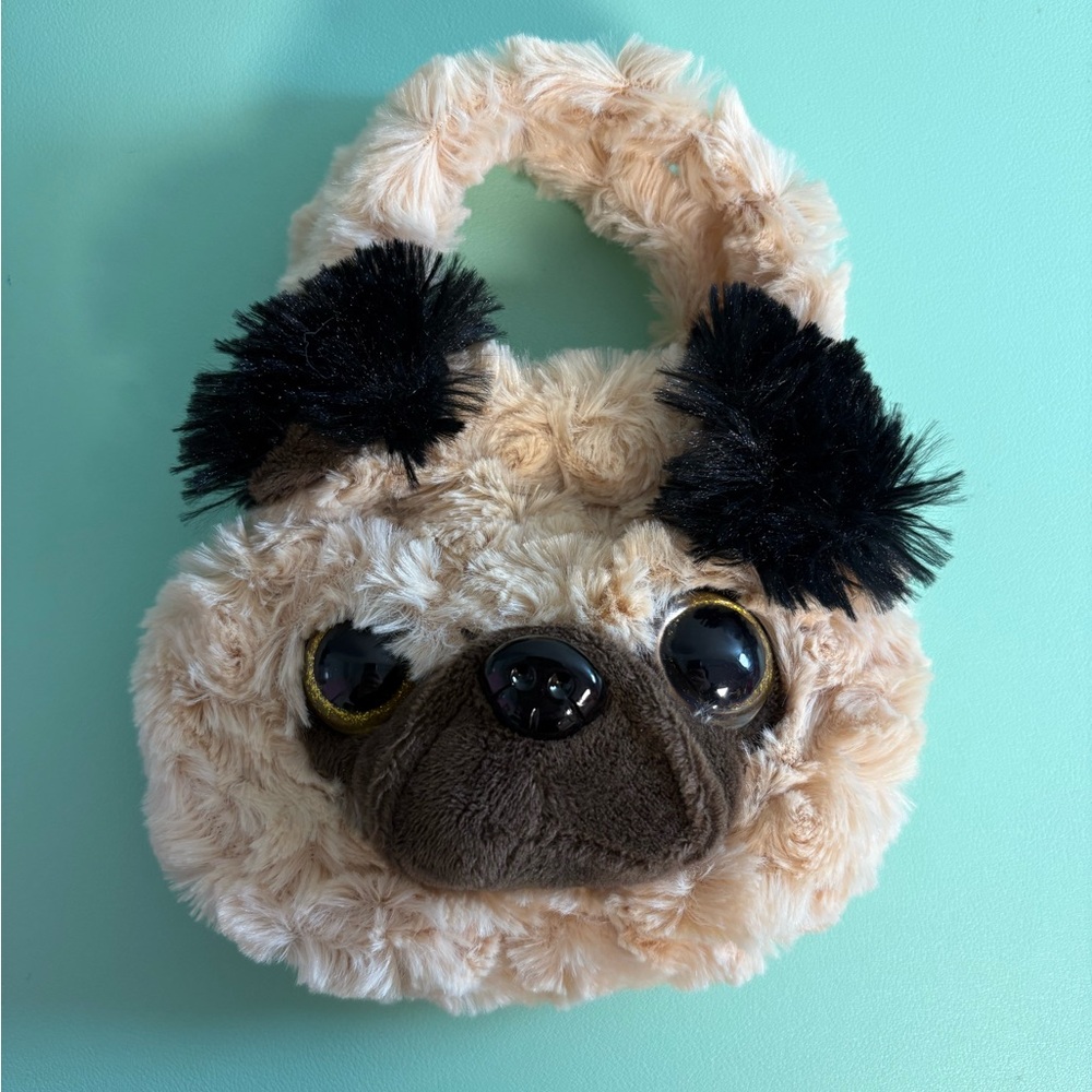 Pug Dog Plush Stuffed Animal Purse, Kids Purse Bag Toy, Kid Accessory